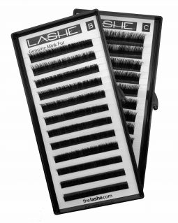 Single Length Genuine Mink Fur Lash Extensions Tray, (9-12mm)